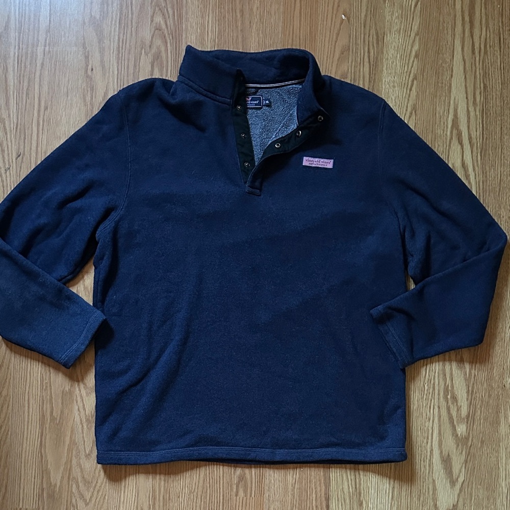 Vineyard Vines Men's Navy Button-Up Sweater